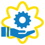 Tire over hand blue and yellow favicon