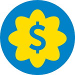 Money sign blue and yellow favicon