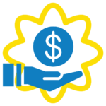 Money sign over hand favicon logo