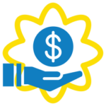 Money sign blue and yellow favicon